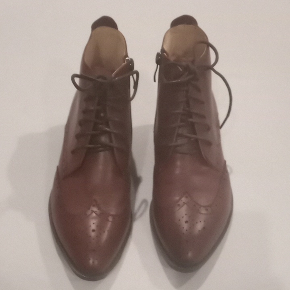 Brown Lace-Up Ankle Boots